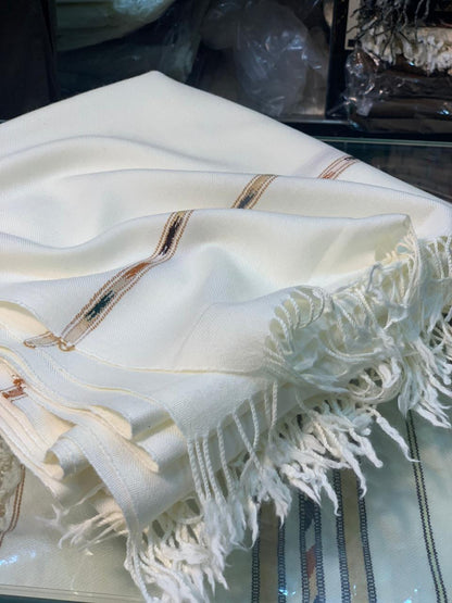 Handmade Premium Pure White Wool Shawl for Men