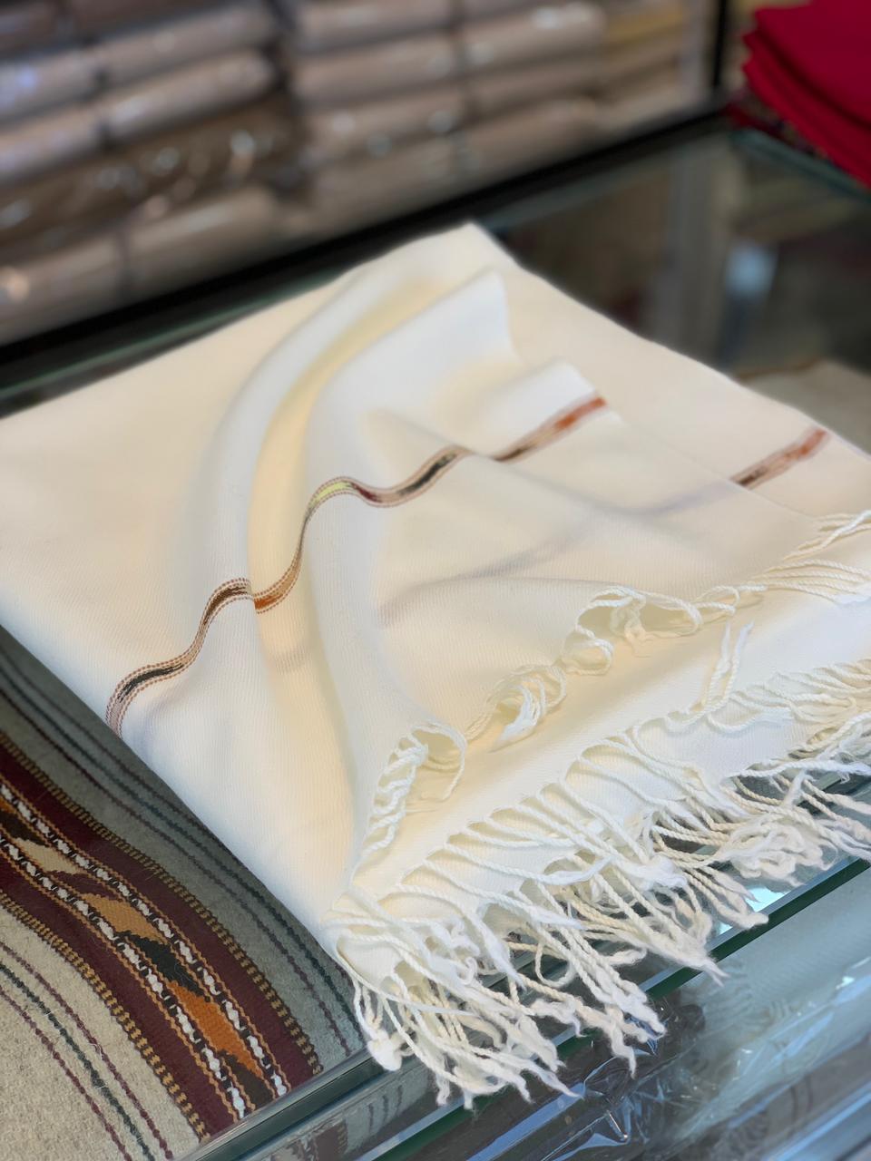 Handmade Premium Pure White Wool Shawl for Men