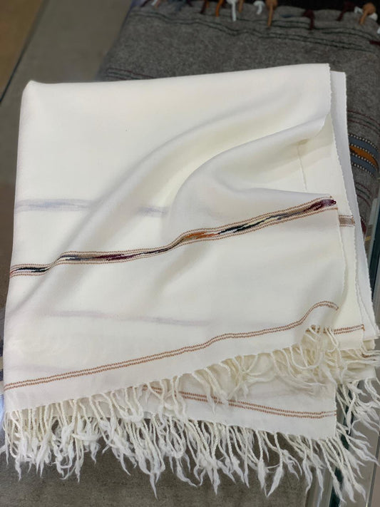 Handmade Premium Pure White Wool Shawl for Men